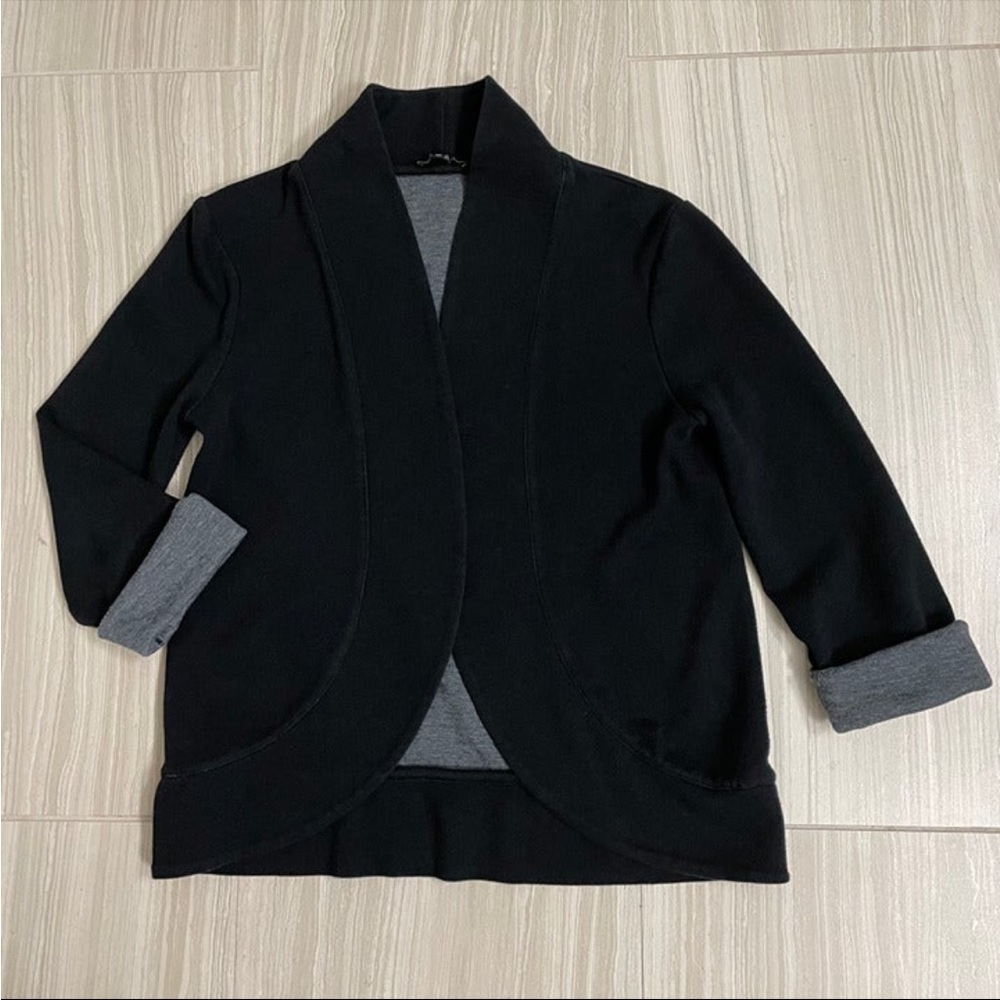 Express Black Knit Open Cardigan Shawl Collar XS 3/4 Sleeve